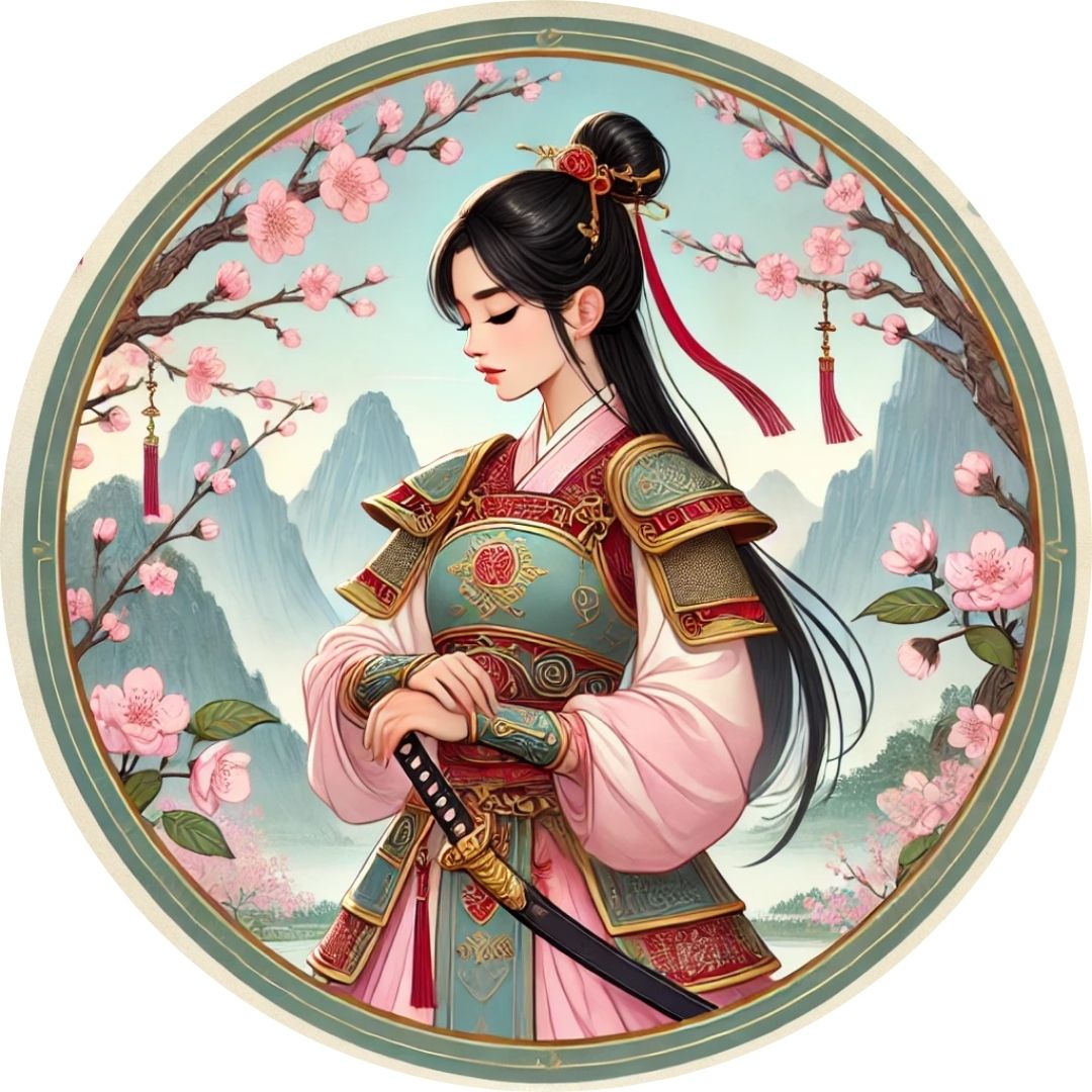Oblea Comestible compatible con Guerrera Oriental Mulan, ideal para tartas y pasteles con tematica Oriental