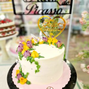 Tarta Cumpleaños Elegante Flores