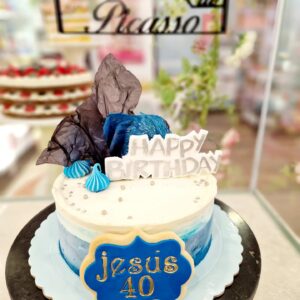 Tarta Cumpleaños Elegante Azul Happy Birthday