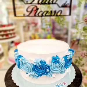 Tarta Cumpleaños Flores Azules