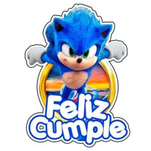 Oblea Comestible Topper Feliz Cumpleaños Sonic