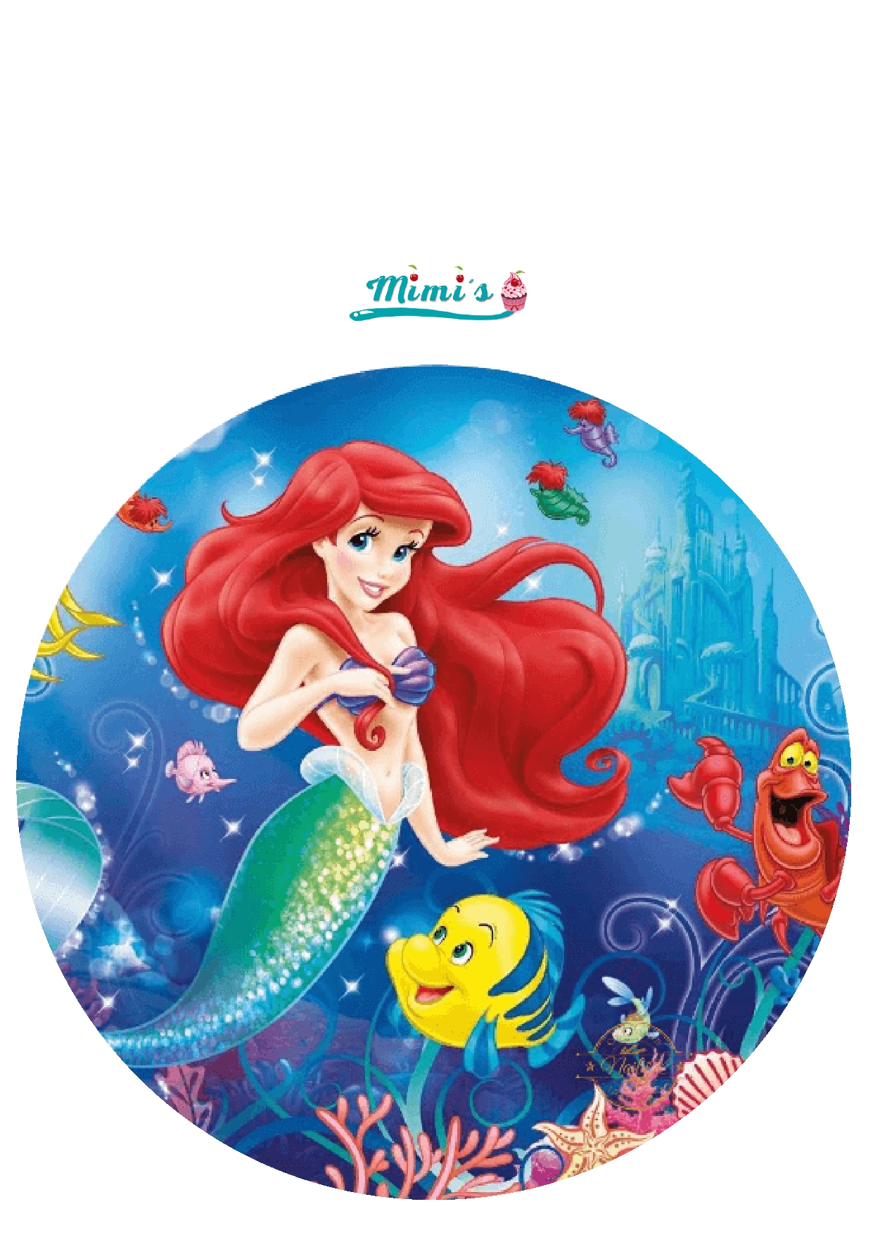 La Sirenita, oblea comestible 20cm x 20cm