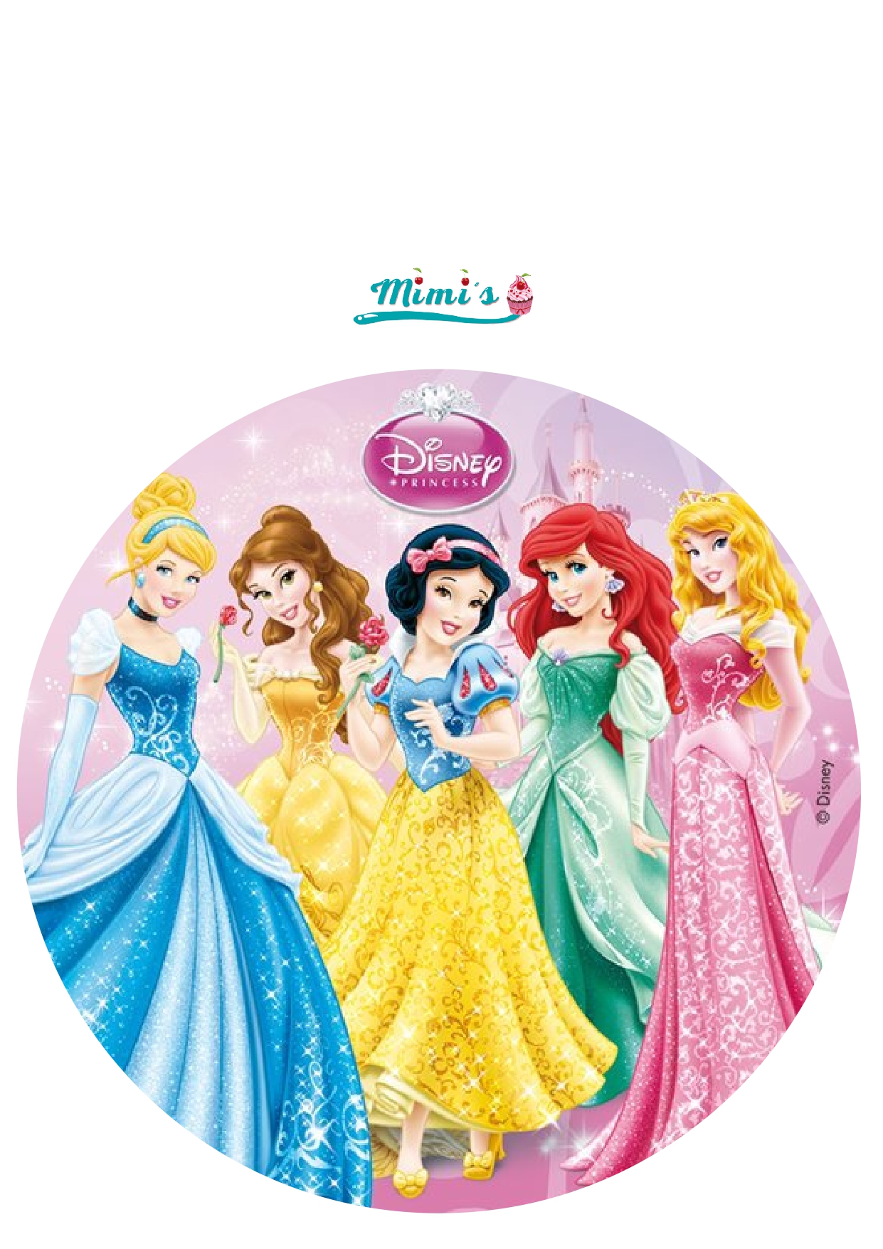 Oblea Comestible Princesas Disney 20cm x 20cm. Ideal para cumpleaños