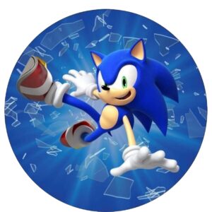 OBLEA de Sonic Redonda Personalizada para Pastel o Tarta, Papel Comestible Decoracion Cumpleaños