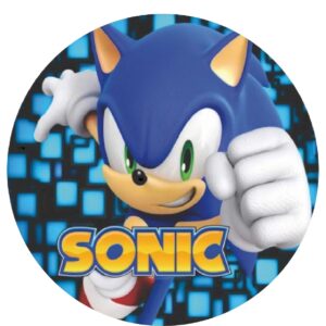 IMPRESIÓN OBLEA de Sonic Redonda Personalizada para Pastel o Tarta, Papel Comestible Decoracion Cumpleaños