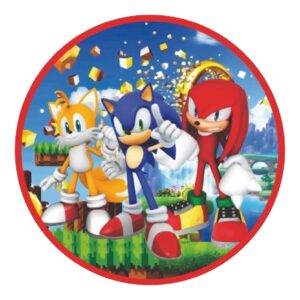Oblea con Impresión Comestible de Sonic para Tarta, Papel Comestible Decoracion Cumpleaños