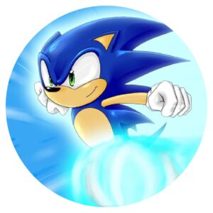 OBLEA de Sonic Redonda Personalizada para Pastel o Tarta, Papel Comestible Decoracion Cumpleaños - 20CM