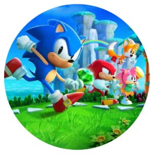 Sonic OBLEA Redonda Personalizada para Pastel o Tarta, Papel Comestible Decoracion Cumpleaños