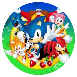 Impresión Oblea Comestible de Sonic Redonda Personalizada para Tarta