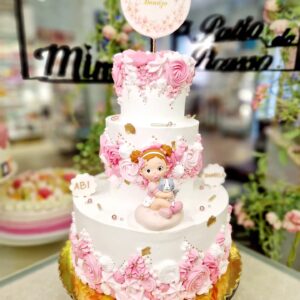 Tarta Cumpleaños Bebe Bautizo Elegante