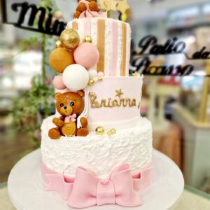 Tarta Cumpleaños Bebe Bautizo Elegante Ositos