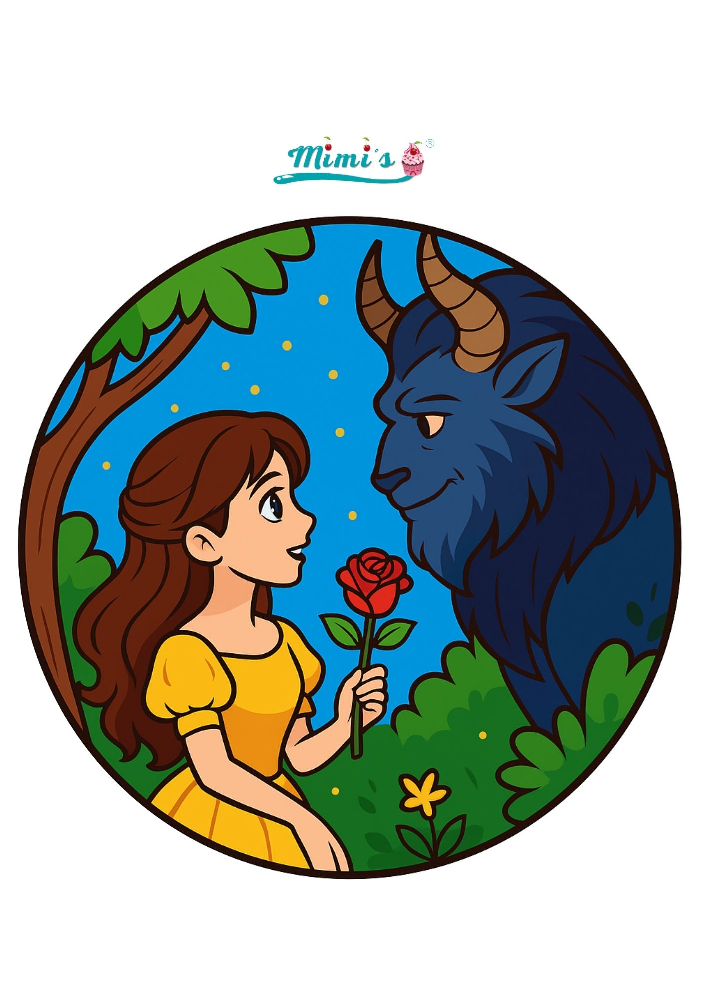 Oblea Personalizada similar a la Bella y la Bestia