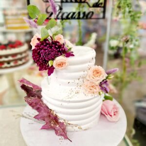 Tarta Boda Elegante Otoño Flores Rosas