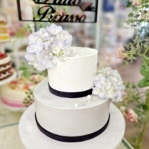 Tarta Boda Flores Perlas