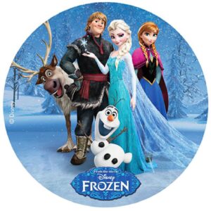 Decoración Tartas de Cumpleaños Infantiles en Disco de Oblea de Frozen - Elsa y Anna, Multicolor