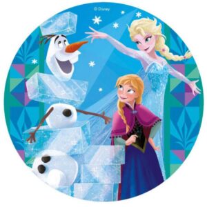 Dekora - Disney Frozen Elsa, Ana & Olaf Oblea Comestible Para Tarta Redonda 20cm