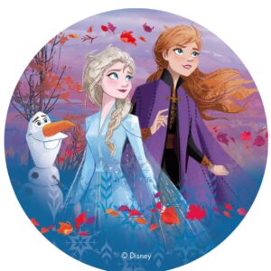 Decoracion Tartas de Cumpleaños Infantiles en Disco de Oblea de Frozen - Elsa y Anna, Multicolor