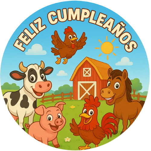 Oblea Comestible compatible con Granja, tem?tica compatible Granja de Zenon, Feliz Cumplea?os