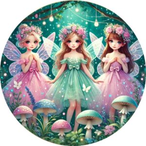 Oblea Comestible compatible con hadas del bosque florales, tematica Tinkerbel y amigas
