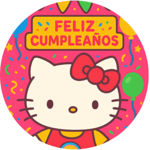 Oblea Comestible compatible con Hello Kity, Feliz Cumplea?os, tem?tica kawaii para fans de kity