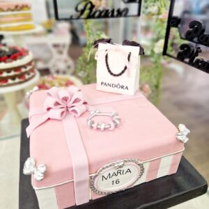 Tarta Cuadrada Caja Bolsa Pulsera Pandora