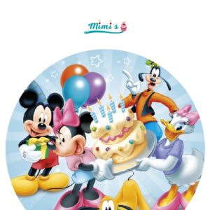 Oblea comestile Mickey Mouse y amigos. Ideal para Cumpleaños. 20cm x 20cm…