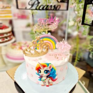 Tarta Cumpleaños Unicornio Princesa Arcoiris Corona