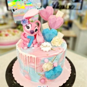 Tarta Cumpleaños Stitch Rosa Angel