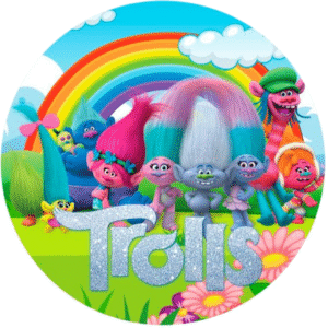 Trolls: Una Fiesta de Arcoíris en Oblea Comestible