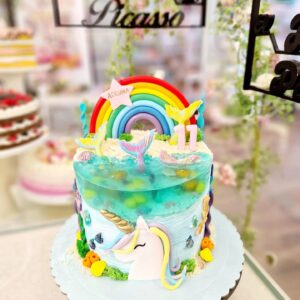 Tarta Cumpleaños Unicornio Sirenita Océano Mar