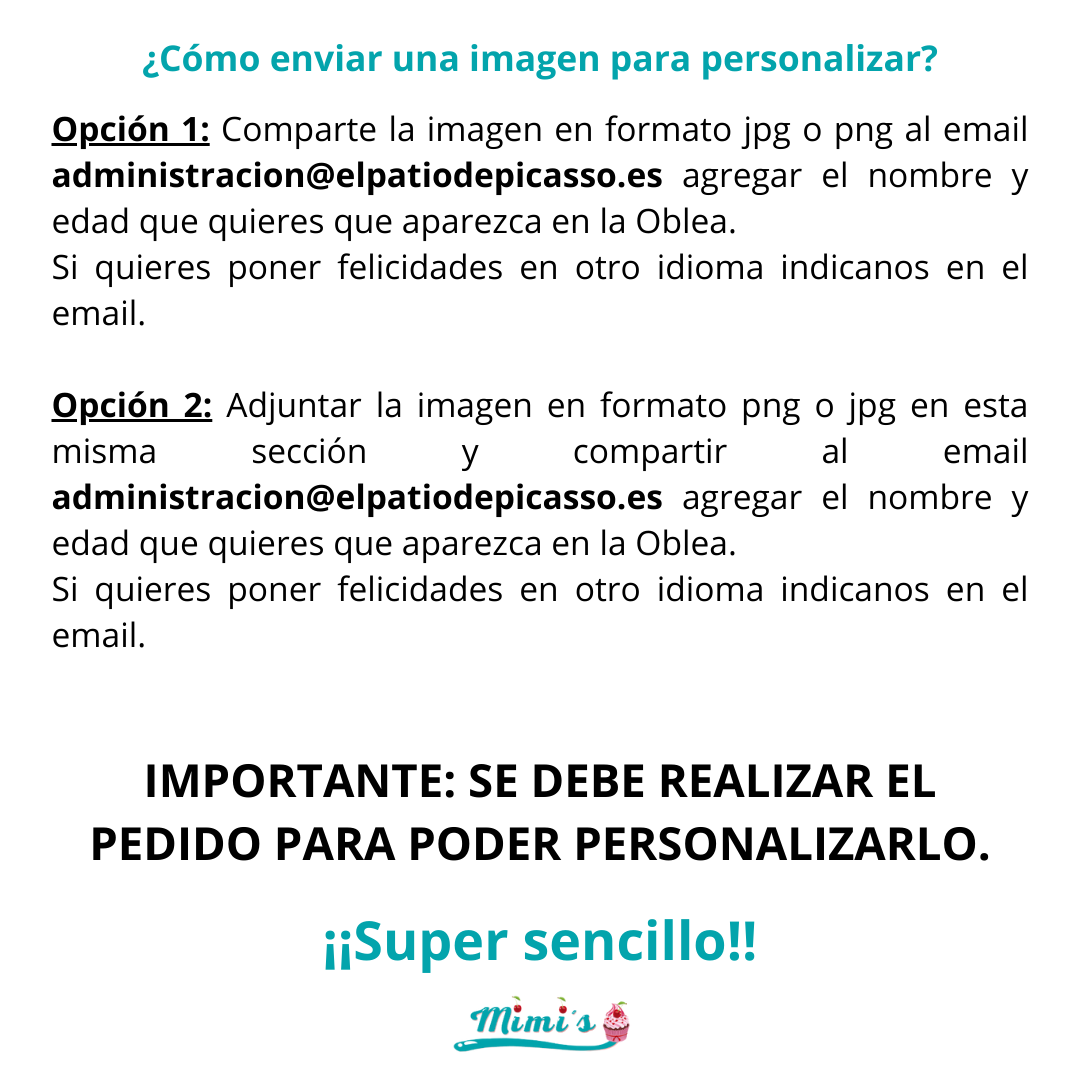 Personalización Oblea Comestible Rectangular - Diámetro 16 x 26 cm aprox