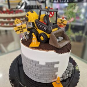 Tarta Cumpleaños Infantil Grúa y Construcción