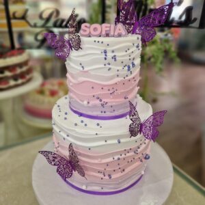 Tarta Cumpleaños Elegante con Mariposas