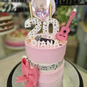 Tarta Cumpleaños Música Guitarra con Notas Musicales