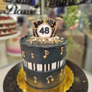 Tarta Cumpleaños Música Batería con Notas Musicales
