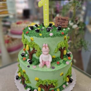 Tarta Cumpleaños Bebé Jardín Naturaleza