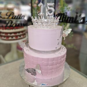 Tarta Cumpleaños Quinceañera Elegante Princesa Corona