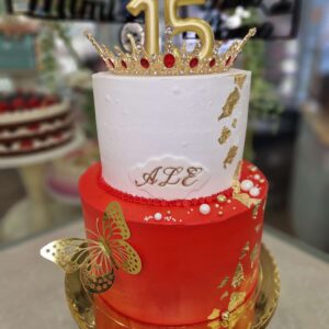 Tarta Cumpleaños Quinceañera Elegante Princesa Corona