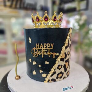 Tarta Cumpleaños Elegante Princesa Corona Animal Print