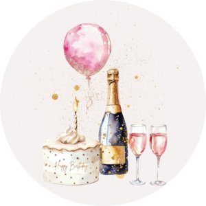 Oblea comestible Happy Birthday vintage para tartas de cumpleaños elegantes