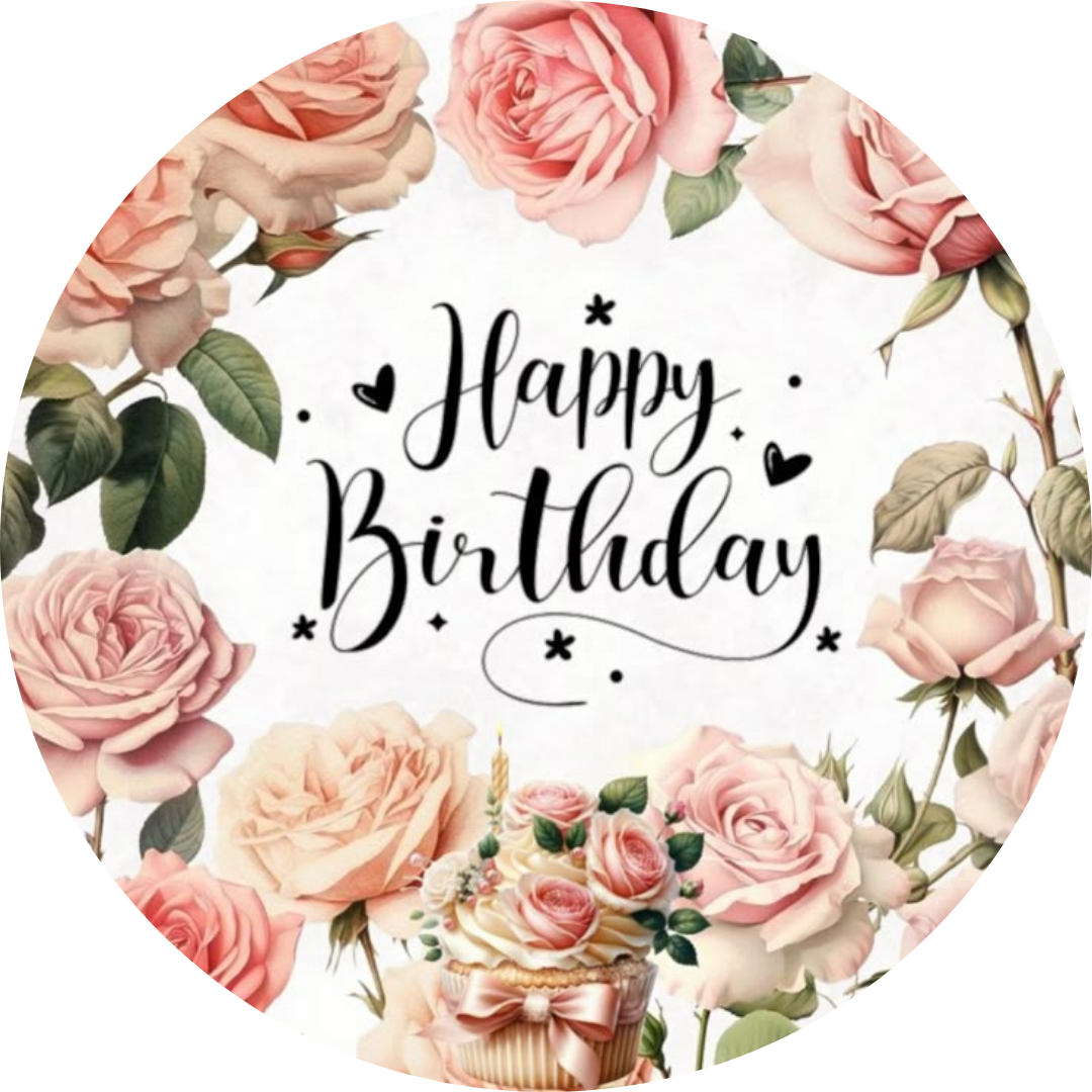 Oblea comestible Happy Birthday vintage para tartas de cumpleaños elegantes