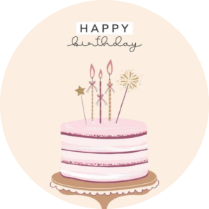 Oblea comestible Happy Birthday vintage para tartas de cumpleaños elegantes