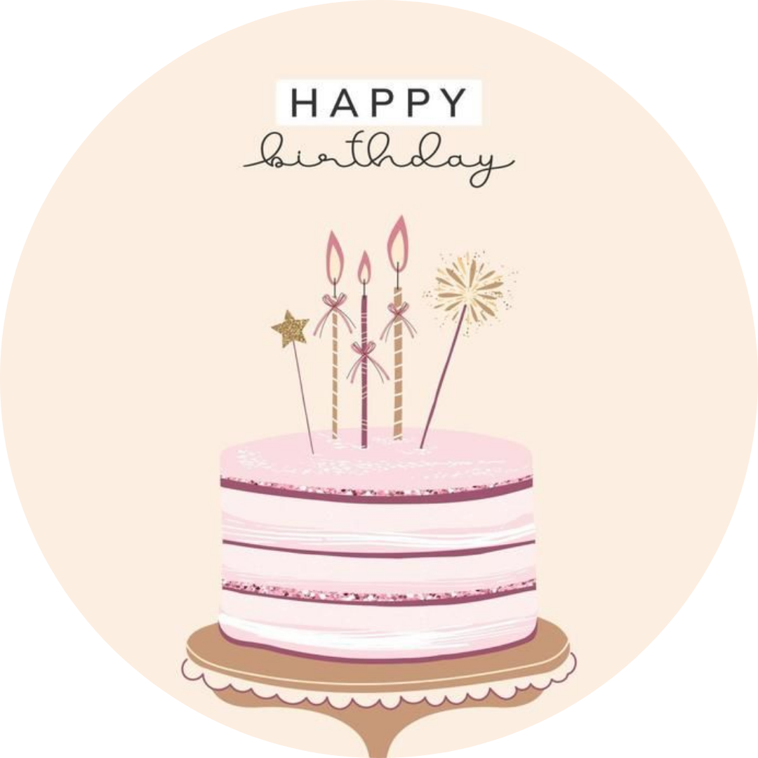 Oblea comestible Happy Birthday vintage para tartas de cumpleaños elegantes