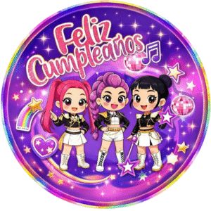 Oblea Comestible Huntrix Personalizada – Decoración K-Pop para Tartas