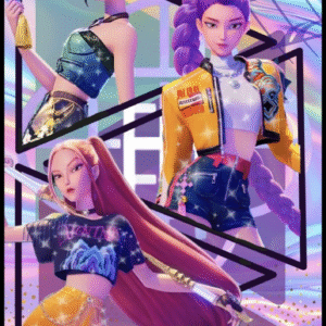 Oblea Huntrix para Tarta – Decoración K-Pop para Cumpleaños de Niña