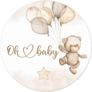 Oblea comestible compatible con osito bebé para tartas personalizadas, oh my baby