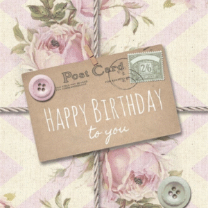 Oblea comestible Happy Birthday vintage para tartas de cumpleaños elegantes