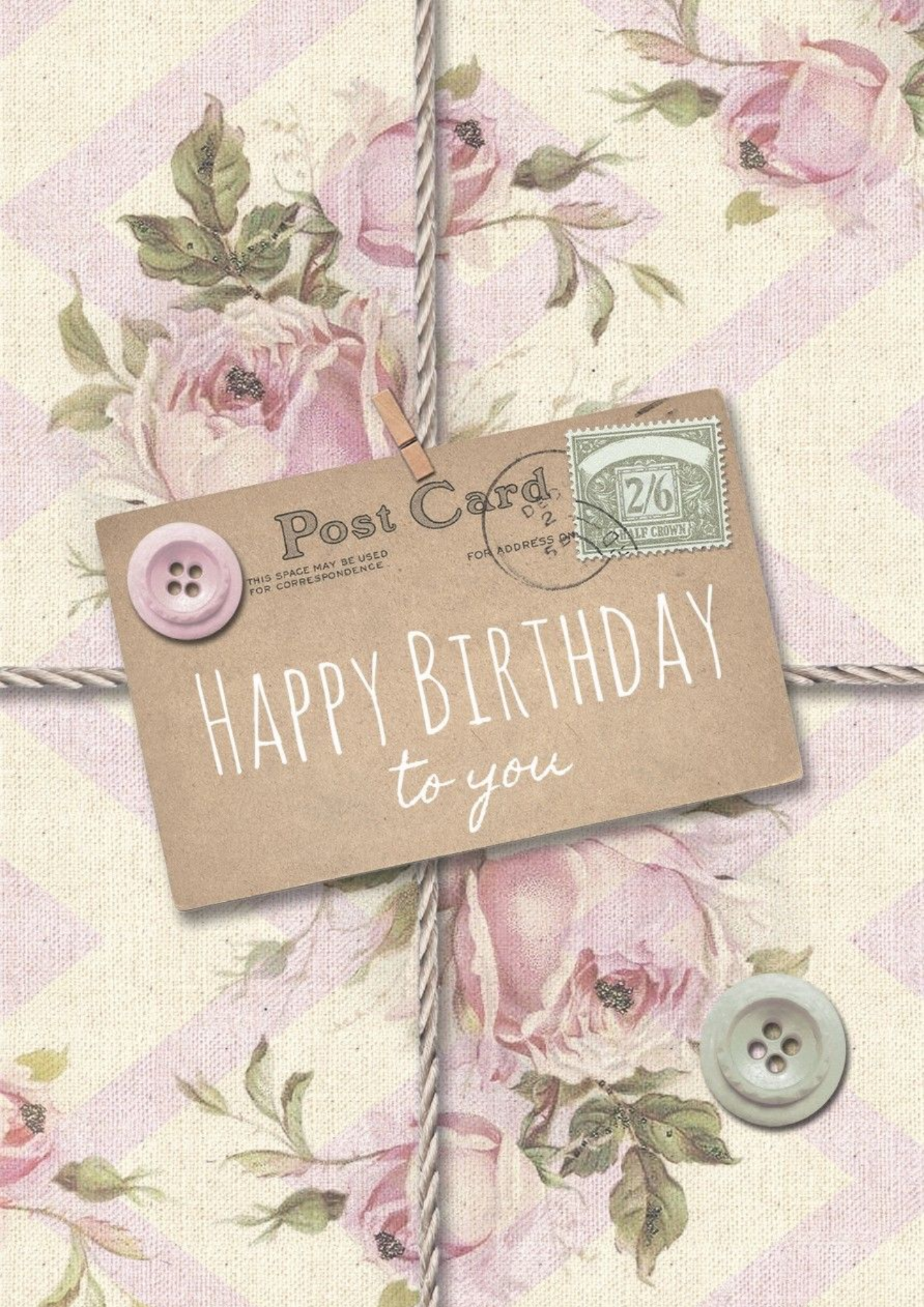 Oblea comestible Happy Birthday vintage para tartas de cumpleaños elegantes