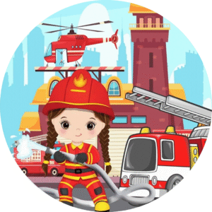 Oblea Bomberos para Tarta – Papel de Azúcar Diseño Infantil