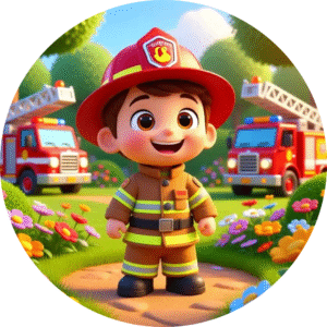 Oblea Comestible Bomberos Infantiles – Decoración Tartas Cumpleaños